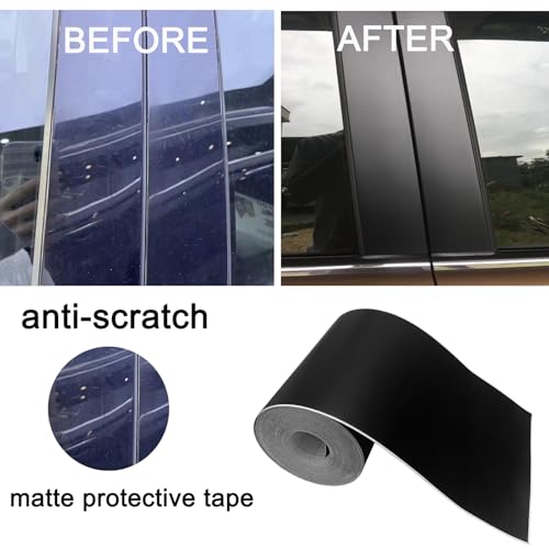 Matte Black Vinyl Tape for Black Out Chrome Delete Window Trim, Matte Black Vinyl Wrap Roll, Self-Adhesive Car Chrome Door Trim Delete Tape DIY Film with Tool Kit (3 inches x 30 feet) - size: 3 inches x 30 feet