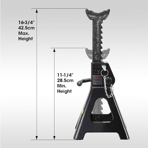 Torin AT43002AB-1 Double Locking Steel Jack Stands, 3 Ton (6,000 LBs) Capacity, Black, 1 Pair - style: Double Locking