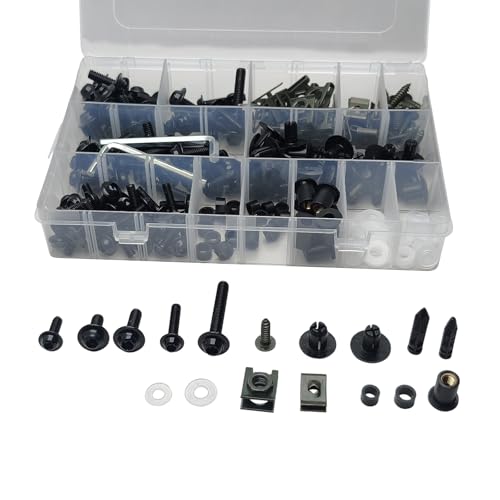 224Pcs Motorcycle Fairing Bolt Kit Stainless Steel (Black) - color: Black