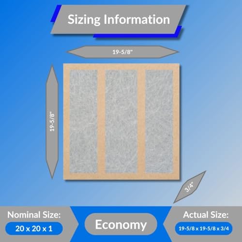20x20x1 Fiberglass Air Filters, 6-Pack, AC & Furnace, Glasfloss - size: 20x20x1