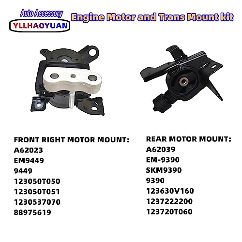 Yllhaoyuan Complete Engine Mount Set of 4 Compatible with - size: 2009-2013 Corolla 1.8L