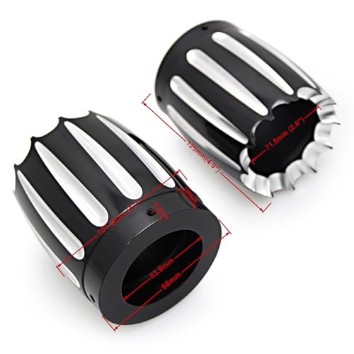 4" Deep Edge CNC Cut Merge Exhaust End Cap - Compatible with Harley Road King FLHR, Street Glide FLHX, Road Glide FLTR (1986-2016) - Black Muffler Tip Pipe Cover (B- Deep+Gear Style) - style: B- Deep+Gear Style