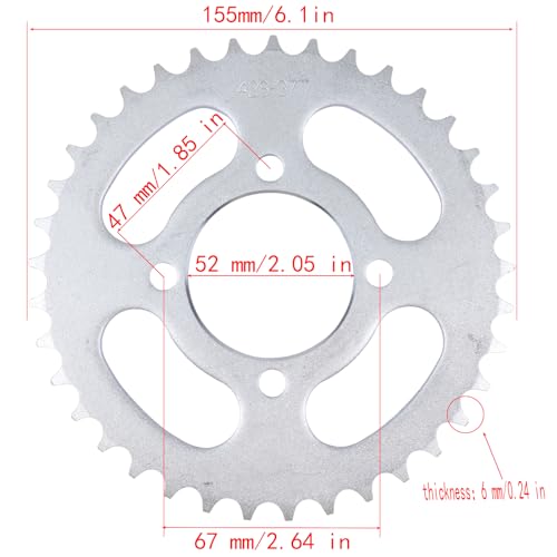 428 Chain and Sprocket Kit,37 Tooth Rear Chain Sprocket ID 52mm for 50CC 70CC 90CC 110CC 125CC 250CC Pit Dirt Bike ATV Quad Bike Motorcycle