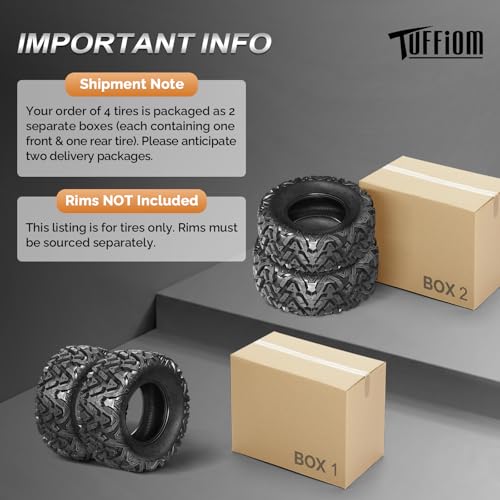 TUFFIOM Set of 4 ATV UTV All-terrain Tires 27x9-12 Front & 27x11-12 Rear, 6 PR, Tubeless - size: 27x9-12 & 27x11-12