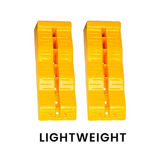 Yellow Leveling Car Ramps – Set of 2 Block Car Ramp, Tri-Leveler, Sturdy Material on Uneven Ground, Universal Fit for Cars Trailer SUV, Stable Ramp/Wheel Chocks Premium Quality, Zento Deals
