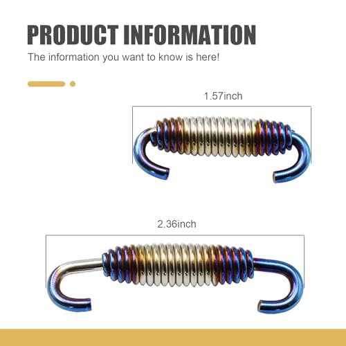 2 PCS Motorcycle Exhaust Muffler Spring, 40 mm-60 mm Extended Range Stainless Steel Exhaust Reinforced Spring Hook, Retrofit Parts, for Riding Motorcycles, Scooters, ATVs (Half Blue) - color: Half Blue