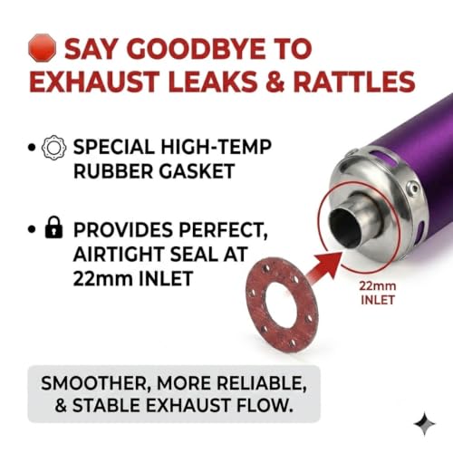 BADASS SHARKS 22mm Exhaust Muffler 2-Stroke 50cc-150cc Dirt Bikes Scooter - color: Purple