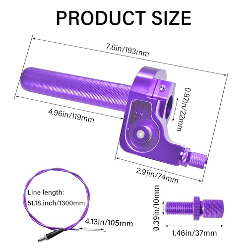Universal CNC Quick Twist Throttle Kit with Cable for 7/8" Bars - Fits CRF50 70 110 125 230 250, KLX, XR, Pit & Dirt Bike, ATV, Mini Bike (CT200U) (Style -B, Purple) - color: Purple, style: Style -B