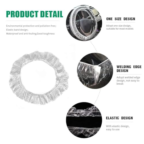 300Pcs Clear Disposable Car Protective Covers Include 100Pcs Disposable Steering Wheel Covers 100Pcs Disposable Gear Shift Cover 100Pcs Disposable Handbrake Cover for Auto Car Accessories