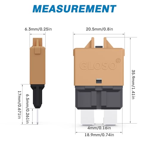 GLOSO Circuit Breaker Fuse E39 (T3) Manual Reset for Car Truck RV Automotive Marine Boat Trolling Motor & Custom Wiring Audio Battery Protection/Low Profile ATC/ATO (25A - 5 Pack) - color: 5 Pack, size: 25A
