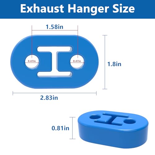 2 Pack Exhaust Rubber Hanger, Rubber Muffler Hangers with 2 Holes 0.47 Inch - color: blue-2PCS