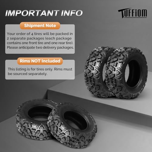TUFFIOM 26x9-12&26x11-12 Set of 4 for All Terrains, Mud Sand Off-road ATV UTV Tire for Trail Vehicles, 6 PR, Deep Tread, Tubeless - size: 26x9-12&26x11-12(4 pack)