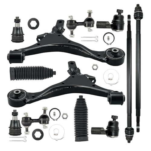 KAX Upgraded 12pcs Front Lower Control Arm Suspension Kit for 𝐇𝐨𝐧𝐝𝐚 𝐂𝐑-𝐕 2002-2006, 2 Lower Control Arms, 2 Ball Joints, 2 Sway Bar Links, 6 Tie Rods & Boots, K640399 K640400 K80223 ES3581 - size: CRV 2002-2006