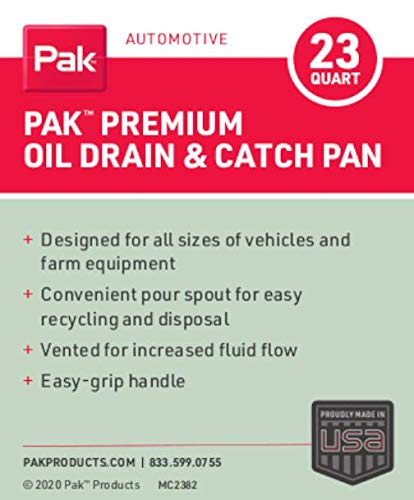 PAK 23 Quart Oil Catch Drain Pan Container