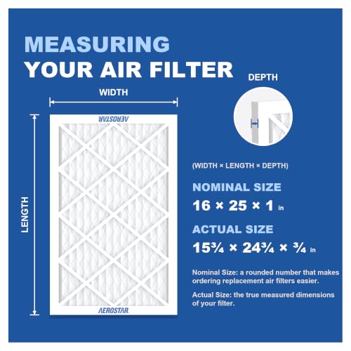 Aerostar Air Filter 16x25x1 MERV 13 AC Filter, Furnace Filter, 12 Pack
