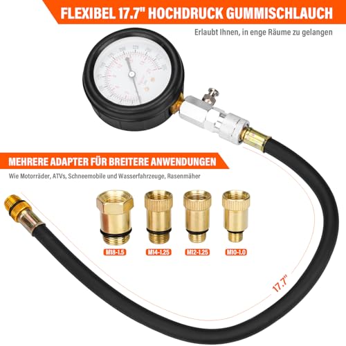 10 Pieces Engine Compression Tester kit with Spark Plug Tester