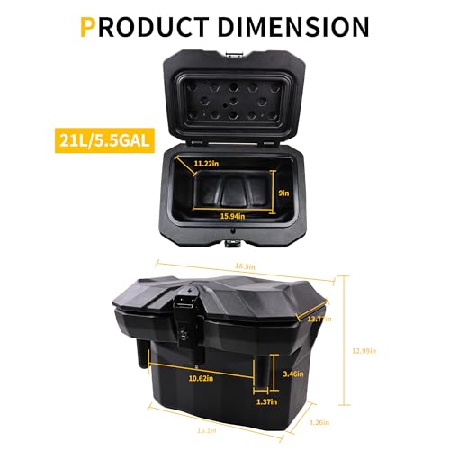 UTV Bed Storage Box for Polaris Ranger General, 21L/5.5GAL with Lock
