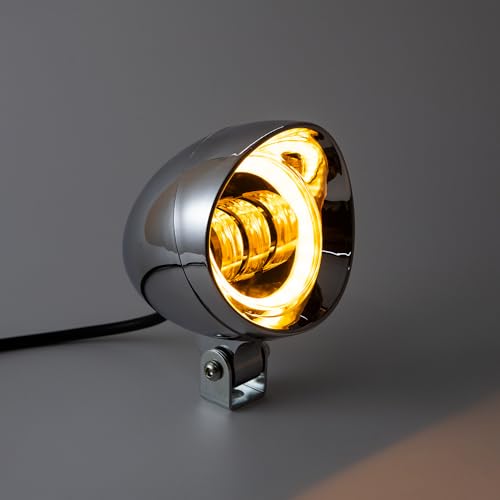 Chrome Bullet LED Motorcycle Fog Lights & Auxiliary Headlight - Dual Color DC12V for ATV, Cruisers, Scooters (style two) - style: style two