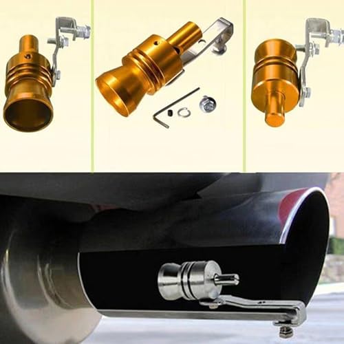 URBEST Aluminum Alloy Universal Turbo Sound Exhaust Muffler Pipe Whistle Car Roar Maker 2pcs (Yellow, XL) - color: Yellow, size: XL