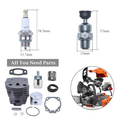 Husqvarna 51 55 체인톱 필터 #503168301,503 16 83-01용 45mm Nikasil 도금 실린더 피스톤 핀 링 감압 밸브 키트