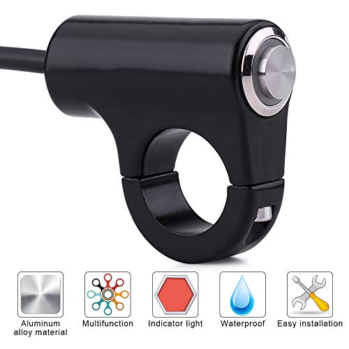 12v 7/8" 22mm Motorcycle Handlebar Switch,Weatherproof Aluminum Alloy Motorcycle Handlebar Mount Switch for ATV Mini Bike Dirt Bike - size: ON/OFF Button with Blue Light