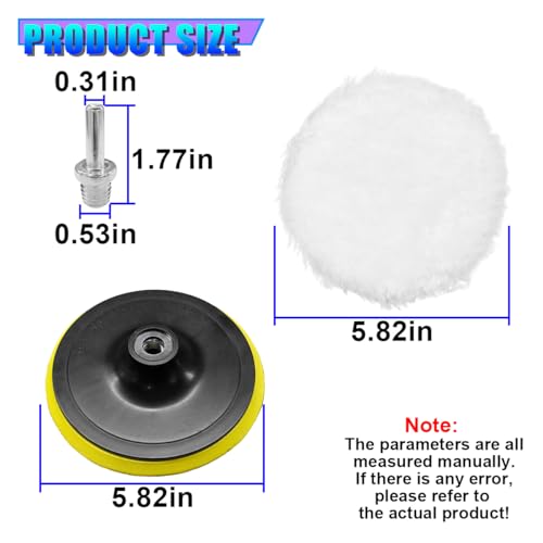 6 Inch Microfiber Car Polishing Pads, Small Automotive Buffing Wheel with M14 Drill Adapter, Vehicle Buffer Polisher Pad for Drill Buffer Attachment (6IN) - size: 6IN