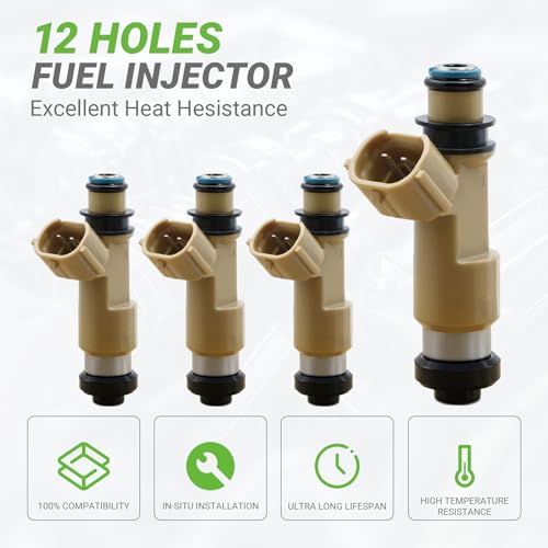 Fuel Injectors Set of 4 Compatible with Subaru Impreza 2005-2011 Forester 2005-2010 Saab 9-2X 2005-2006 2.5L H4 SOHC # Replace FJ858 16611AA680 842-12338 297-0006 16611-AA680 - size: 858