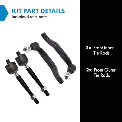 TRQ Inner and Outer Driver and Passenger Side Tie Rod Set 4 Piece - style: PSA27942