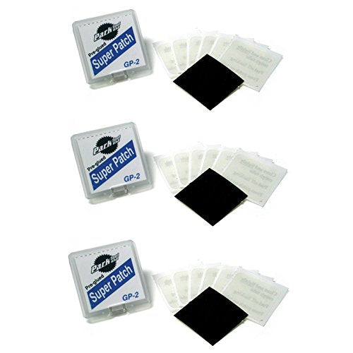 Park Tool GP-2 Pre-Glued Super Patch Puncture Repair Kits (Pack of 3) - size: 3 x Packs
