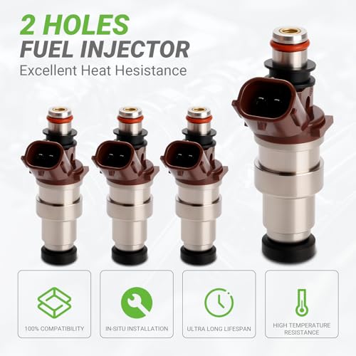 Fuel Injectors FJ377 Set of 6 Compatible with Toyota 4Runner Tacoma T100 2.7L L4 Federal Emissions # Replace 23209-79095 23250-75050 23209-75050 2325075050 2320979095 1995 1996 1997 1998 1999 2000 - size: 377
