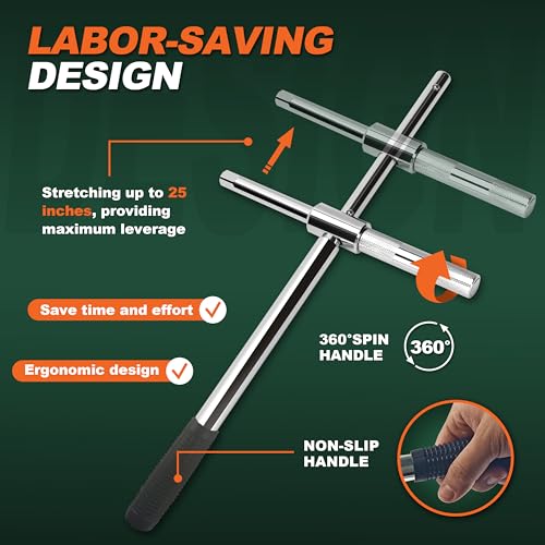 25 Inch Extended Lug Wrench Heavy‑Duty 4 Way Cross Tire Iron