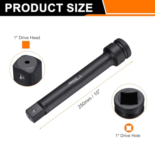 HARFINGTON Socket Extension Bar 1" Drive 10" Long CR-V Steel - size: 1" Square Drive 10" Long
