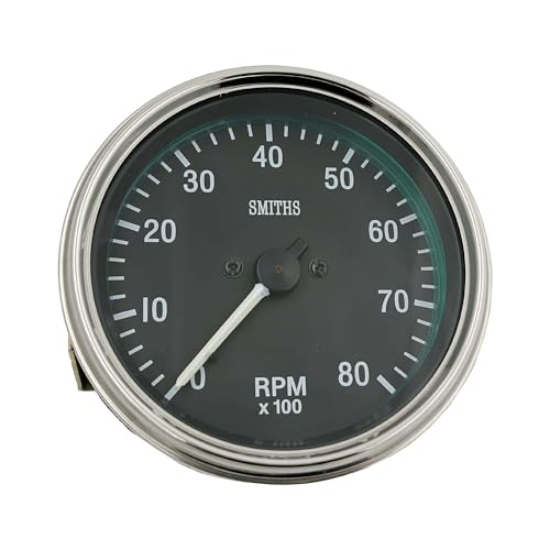 Tachometer RPM 85 MM Replacia Mechanical Tachometer 0–80 RPM 3-5/8 inch Clockwise Vintage Style Analog Dial – Part YC – for Classic Cars, Boats, Industrial Panels