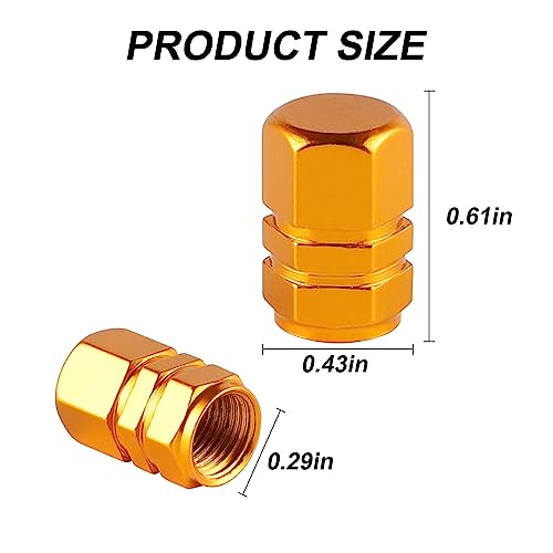 alpmosn Aluminum Tire Stem Valve Caps Wheel Valve Covers Car Dustproof Tire Cap Cover Accessories, Universal for SUV, Car, Bike and Motorcycle, Hexagon Shape (4PCS Gold) - color: Gold