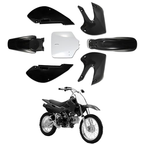 ABS Plastics Kit for Kawasaki KLX110 2002-2013, KX65 2000-2013 - color: Black & White