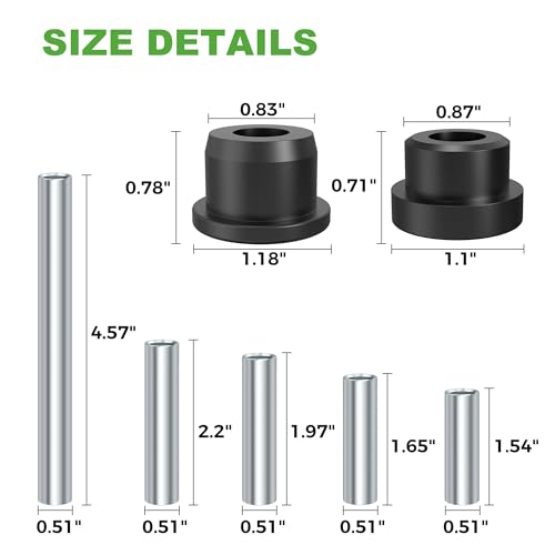 10L0L Complete Golf Cart Bushing Sleeve kit for Club Car Precedent 2004-up Golf Cart, Replace OEM 102506601 102506301 102506401 102287401 102288101 102287601 102287701 - style: Front and Rear