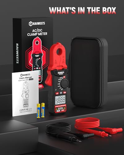 KAIWEETS DC Clamp Meter 200A AC/DC Amp Meter True RMS Compact Multimeter - color: Red