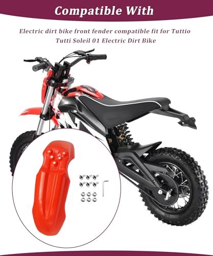 E-Bike Front Fender with Screw Kit Waterproof (Red) - color: Red
