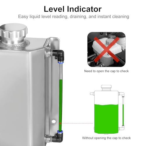 Coolant Reservoir Tank, 2L Aluminum Radiator Overflow Tank Silver - color: Silver, size: 2L