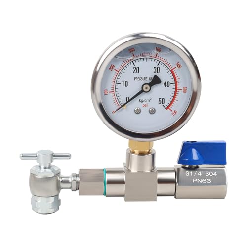 Nitrogen Shock Fill Kit with 700Psi Nitrogen Gauge and 10in High-Pressure Flexible Hose Nitrogen Regulator Shock Fill Tool No-Loss Schrader Chuck for ATV, UTV, Off-Road Bike, Dirt Bike