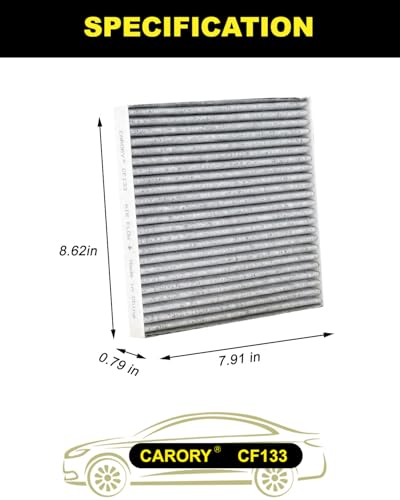 CARORY Cabin Air Filter w/Activated Carbon for Toyota Corolla (2002-2008), Matrix (2003-2008), Chirey: Omoda 5 (2023), Tiggo 4PRO (2023-2024), OE# 88568-02020, CF10133, XC35491, C35491, CF133 - size: 7.9" x 8.6" x 0.8"