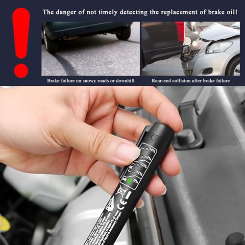 Brake Fluid Liquid Tester Pen, Car Brake Diagnostic Testing Tool Oil Analyzer with 5 LED Indicators, Auto Hydraulic Liquid Content Detector for DOT 3 DOT 4 DOT 5.1 Brake Fluid