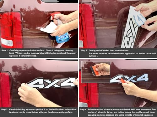 2 Pieces - 4x4 Offroad Four Wheel Drive Sticker Decals, Replacement for Truck Bed, SUV, Off Road Vehicle, Weatherproof, Size 15 x 4 in.