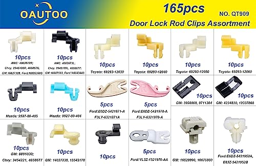 165pcs Door Lock Rod Clips Assortment for GM Ford Chrysler Toyota Mazda