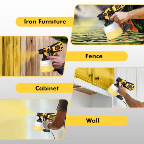 1000W Paint Sprayer - HVLP Electric Spray Paint Gun with 4 Copper Nozzles & 3 Patterns, Power Painter for House Painting, Furniture, Cabinets, Fence, DIY Black - color: Bright Black
