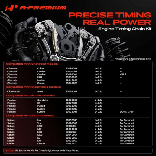 A-Premium Engine Timing Chain Kit with Water Pump & Sprocket Tensioner 2.2L