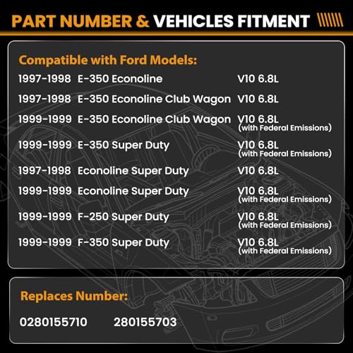 Fuel Injectors 0280155710 Compatible with Ford E-350 F250 F350 V10 6.8L - size: 0280155710 6P