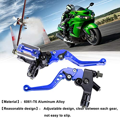 Universal Motorcycle 7/8" 22mm Handlebar Brake Master Cylinder Clutch Lever CNC Left & Right Set Compatible with Harley Honda Kawasaki Suzuki Yamaha( Piston Diameter 12.7mm (Blue) - color: Blue