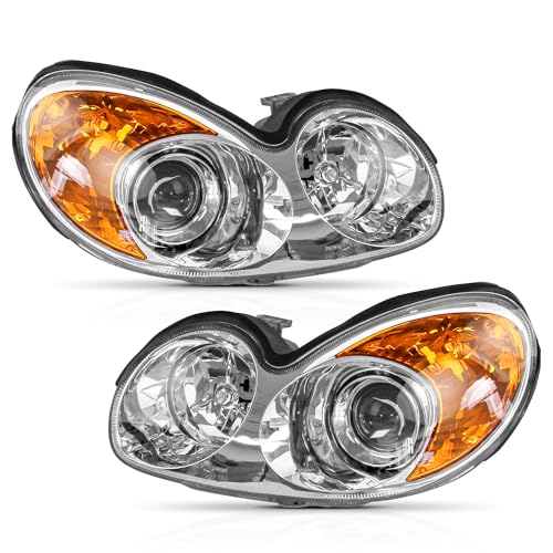 PartsFlow Left And Right Side Headlights For 2002 2003 2004 2005 Hyundai Sonata Chrome Housing Clear Reflector Halogen Headlamps HY2503126 HY2502126 - color: For 02-05 Hyundai Sonata