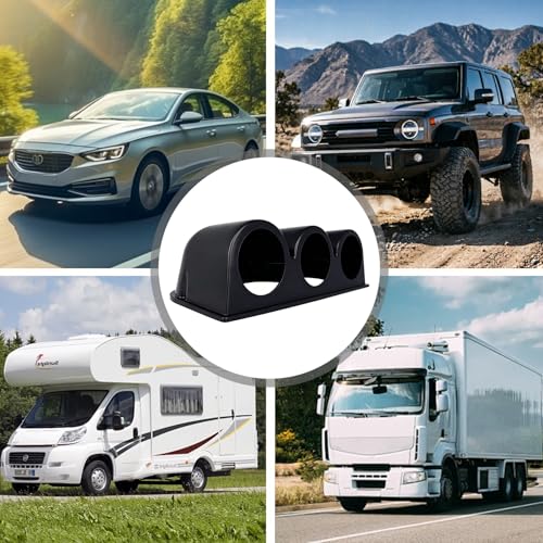 Universal Black 2" 52mm Triple 3 Hole Pillar Gauge Pod Holder, Automotive Housing Pods, ABS Plastic Auto Dash Mount Bracket, Dashboard Meter Cup Holder for Cars, Trucks (Triple Hole) - color: Triple Hole